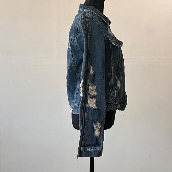 Carmar distressed/deconstructed zipper sleeve jacket - Picture 8 of 17
